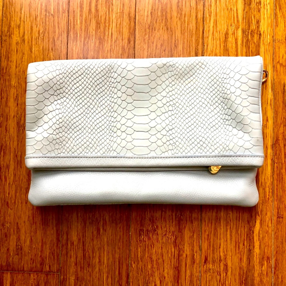 GiGi New York Baby Blue Large Leather Clutch